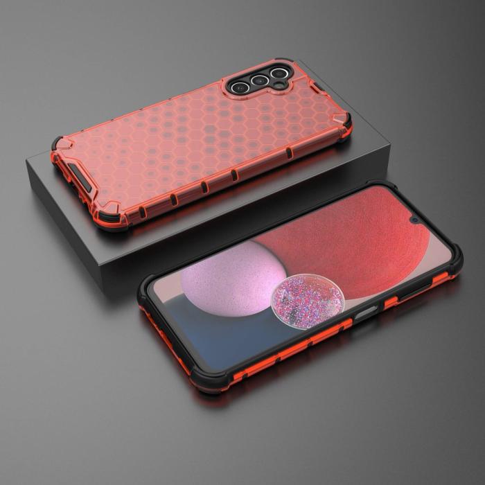 Bild 3,  Galaxy A14 4G/5G Skal Shockproof Honeycomb Textur Röd - Teknikhallen.se
