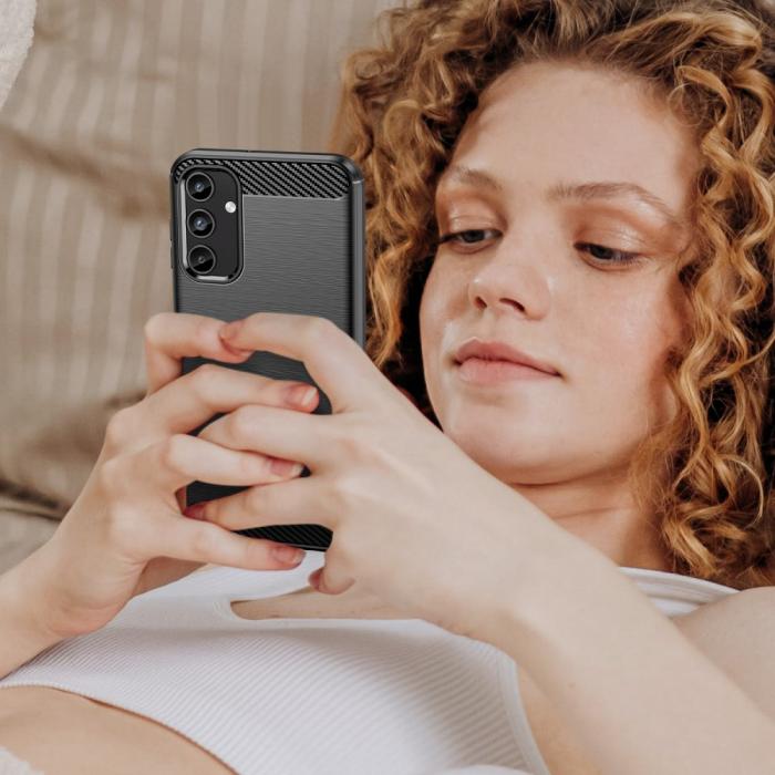 Bild 6,  Samsung Galaxy A15 5G Skal Borstad Stål Textur Svart - Teknikhallen.se