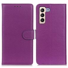  Samsung Galaxy S23 Plus Fodral Litchi L&auml;der Lila - Teknikhallen.se
