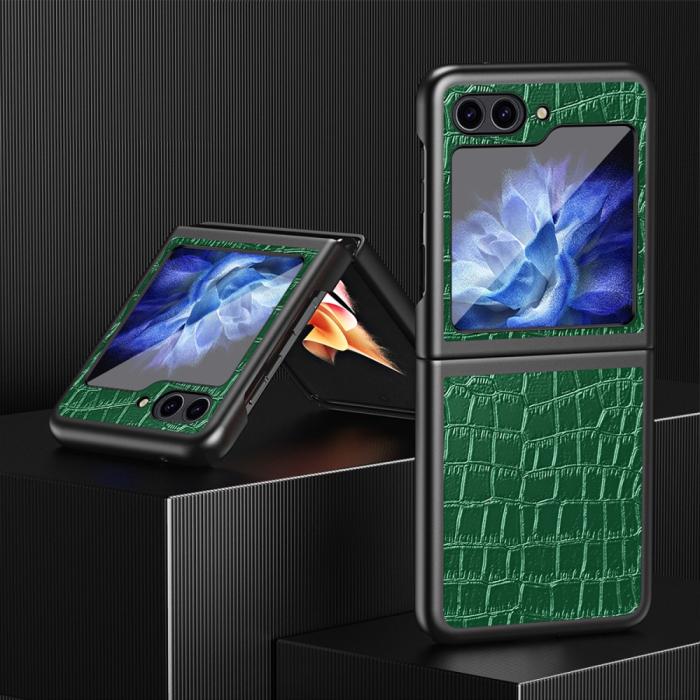 Bild 2,  Galaxy Z Flip 6 / 7 FE Skal Krokodil Textur Läder Grön - Teknikhallen.se