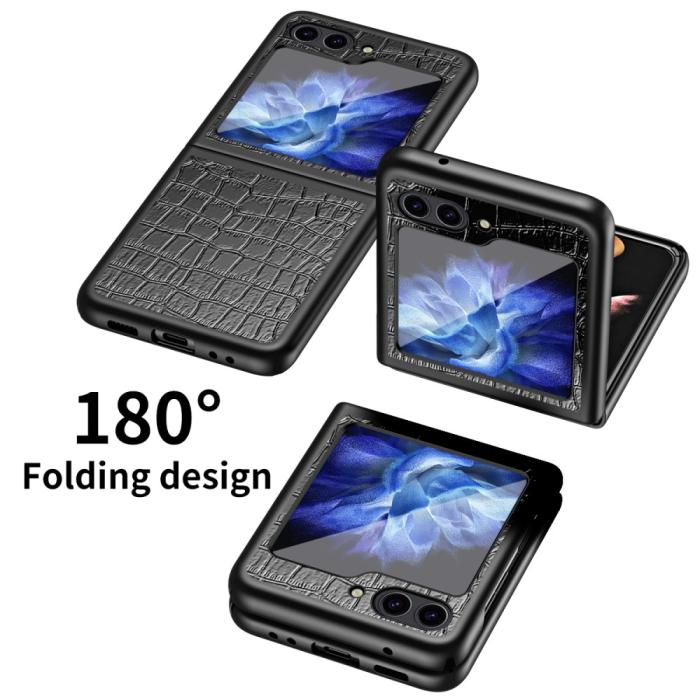 Bild 4,  Galaxy Z Flip 6 / 7 FE Skal Krokodil Textur Läder Grön - Teknikhallen.se