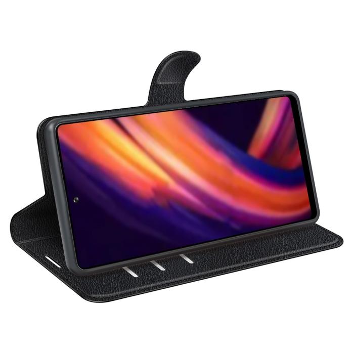 Bild 6,  Motorola Edge 30 Pro Fodral Litchi Textur Svart - Teknikhallen.se