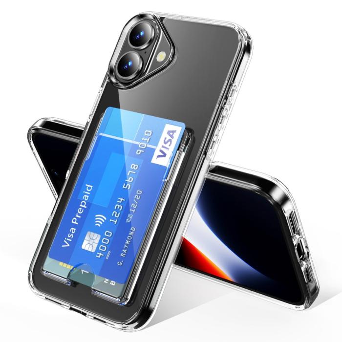 Bild 2,  iPhone 16 Plus Skal Med Kortfack Transparent - Teknikhallen.se