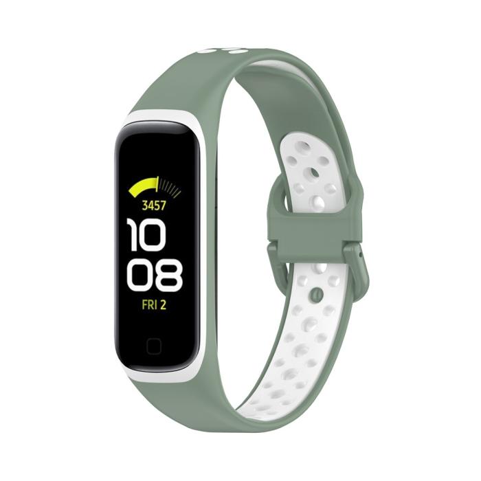 Bild 4,  Samsung Galaxy Fit 2 SM-R220 Armband Ihåligt Silikon Grön/Vit - Teknikhallen.se