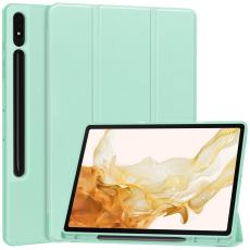  Samsung Galaxy Tab S9 Plus Fodral Tri-Fold Pennh&aring;llare Gr&ouml;n - Teknikhallen.se