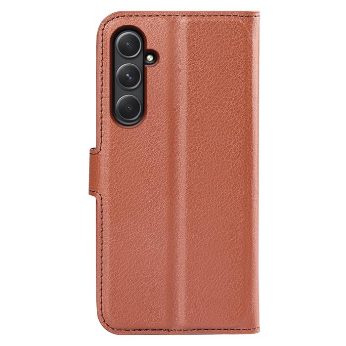 Bild 6,  Samsung Galaxy A55 5G Fodral Litchi Läder Brun - Teknikhallen.se