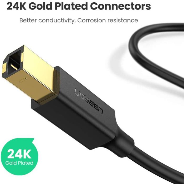 Bild 3, UGREEN UGREEN 5m USB-A - USB-B 2.0 Kabel Svart - Teknikhallen.se