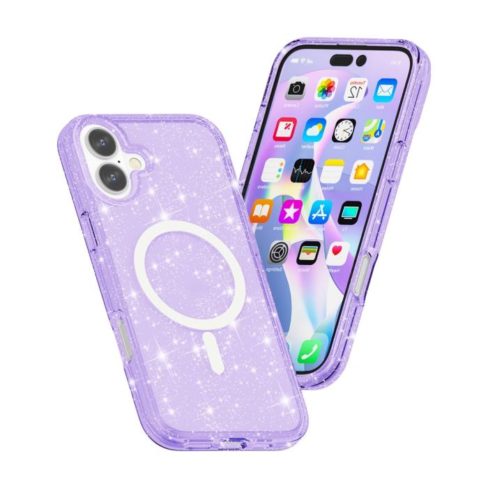 Bild 3,  iPhone 17 Skal MagSafe Hybrid Glitter Lila - Teknikhallen.se
