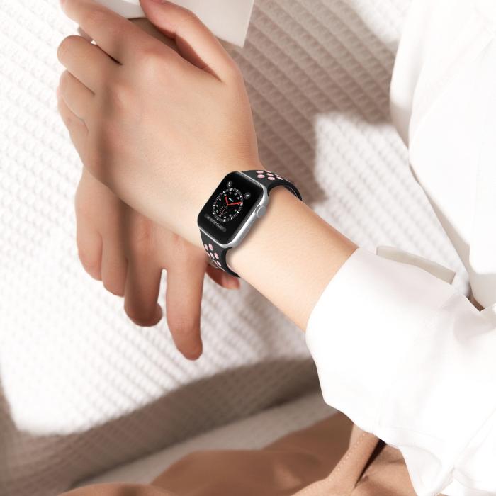 Bild 6, ColorPop Sportarmband Dual-Color Apple Watch 42/41/40/38 mm (S/M) Svart/Rosa - Teknikhallen.se