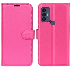  TCL 305 (2022) Fodral Litchi L&auml;der Rosa - Teknikhallen.se