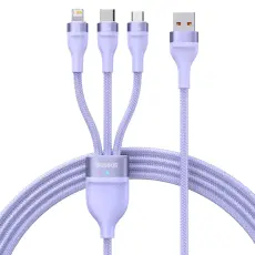 BASEUS BASEUS 1.2 m 100W 3in1 USB-C/Lightning/MicroUSB Lila - Teknikhallen.se