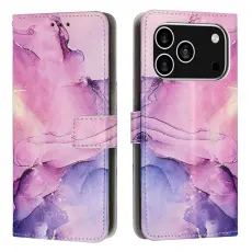  iPhone 17 Pro Fodral L&auml;der Marmor Lila - Teknikhallen.se