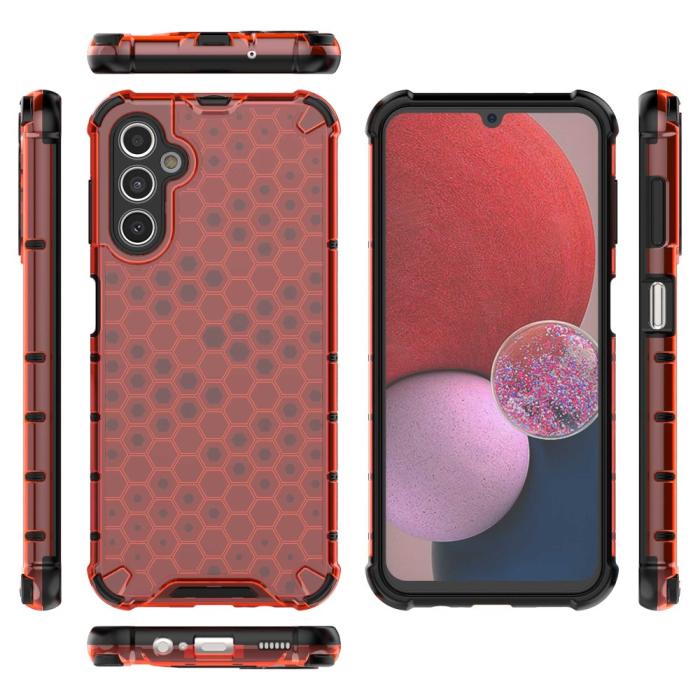 Bild 4,  Galaxy A14 4G/5G Skal Shockproof Honeycomb Textur Röd - Teknikhallen.se