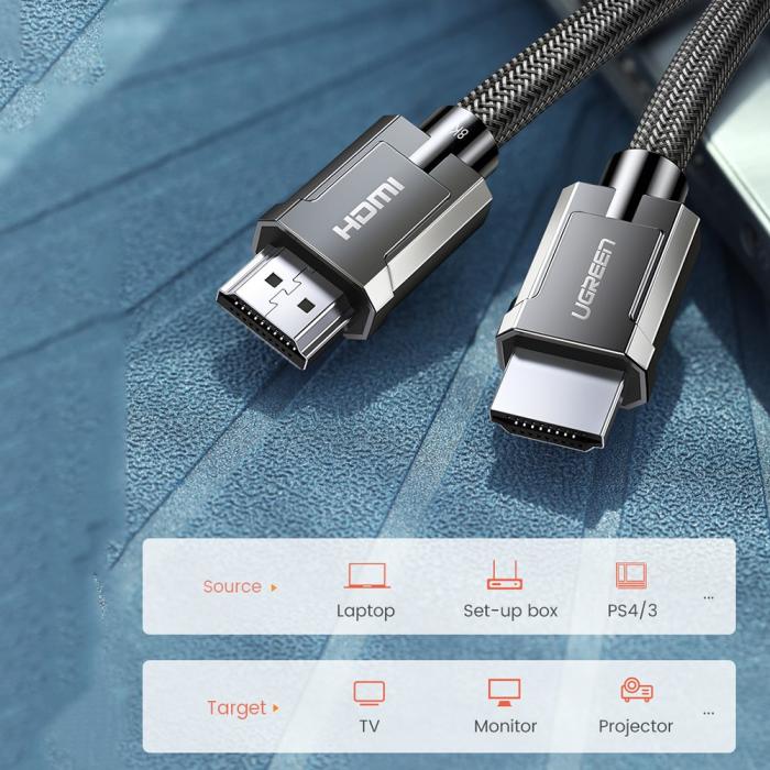 Bild 4, UGREEN UGREEN 2m 8K 60Hz HDMI 2.1 - HDMI Kabel Svart - Teknikhallen.se