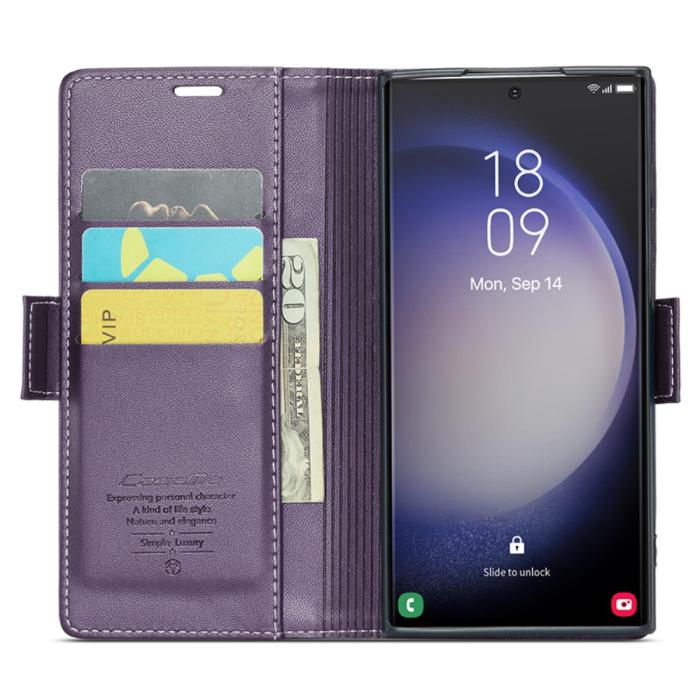 Bild 2, CASEME CASEME Galaxy S24 Ultra Fodral Slim Litchi Läder Lila - Teknikhallen.se