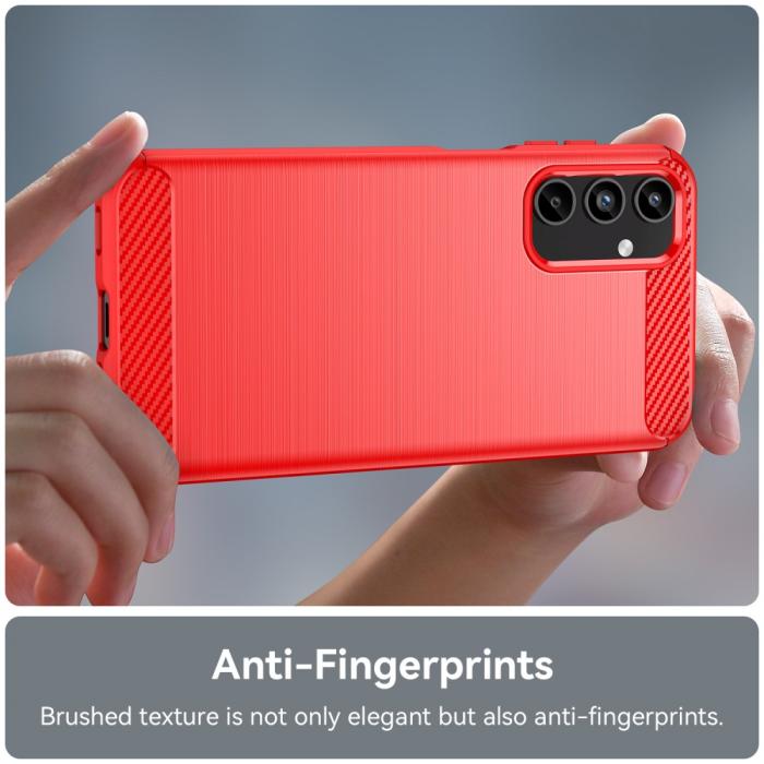 Bild 4,  Samsung Galaxy A15 5G Skal Borstad Stål Textur Röd - Teknikhallen.se