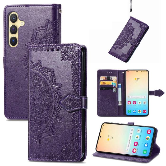 Bild 4,  Samsung Galaxy S24 Fodral Mandala Tryck Lila - Teknikhallen.se