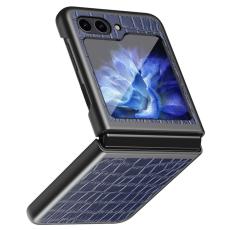  Galaxy Z Flip 6 / 7 FE Skal Krokodil Textur L&auml;der Bl&aring; - Teknikhallen.se