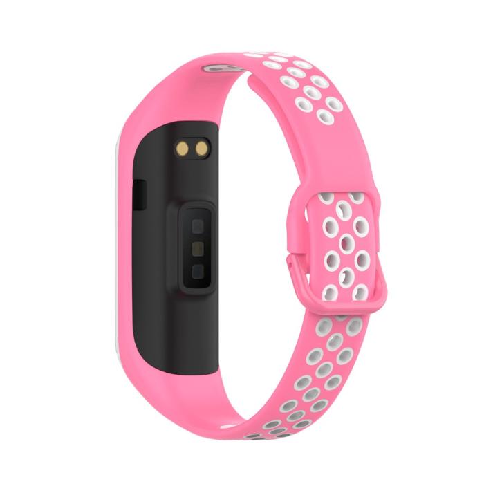 Bild 2,  Samsung Galaxy Fit 2 SM-R220 Armband Ihåligt Silikon Rosa/Vit - Teknikhallen.se