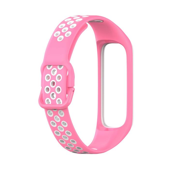 Bild 3,  Samsung Galaxy Fit 2 SM-R220 Armband Ihåligt Silikon Rosa/Vit - Teknikhallen.se