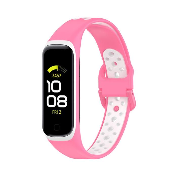Bild 4,  Samsung Galaxy Fit 2 SM-R220 Armband Ihåligt Silikon Rosa/Vit - Teknikhallen.se