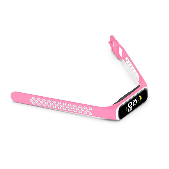 Bild 5,  Samsung Galaxy Fit 2 SM-R220 Armband Ihåligt Silikon Rosa/Vit - Teknikhallen.se