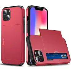  iPhone 15 Plus Skal Hybrid Med Kortfack R&ouml;d - Teknikhallen.se