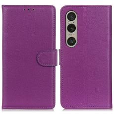  Sony Xperia 1 VI Litchi L&auml;der Fodral Lila - Teknikhallen.se