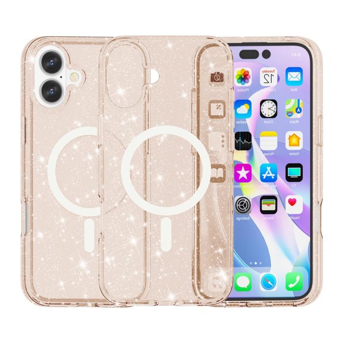 Bild 2,  iPhone 17 Skal MagSafe Hybrid Glitter Guld - Teknikhallen.se