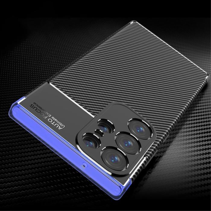 Bild 3,  Samsung Galaxy S23 Ultra Skal Kolfiber Textur Blå - Teknikhallen.se