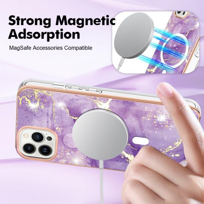 Bild 3,  iPhone 15 Pro Skal MagSafe Marmor Lila - Teknikhallen.se