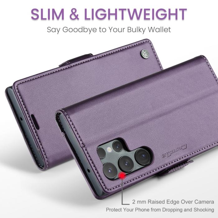 Bild 4, CASEME CASEME Galaxy S24 Ultra Fodral Slim Litchi Läder Lila - Teknikhallen.se
