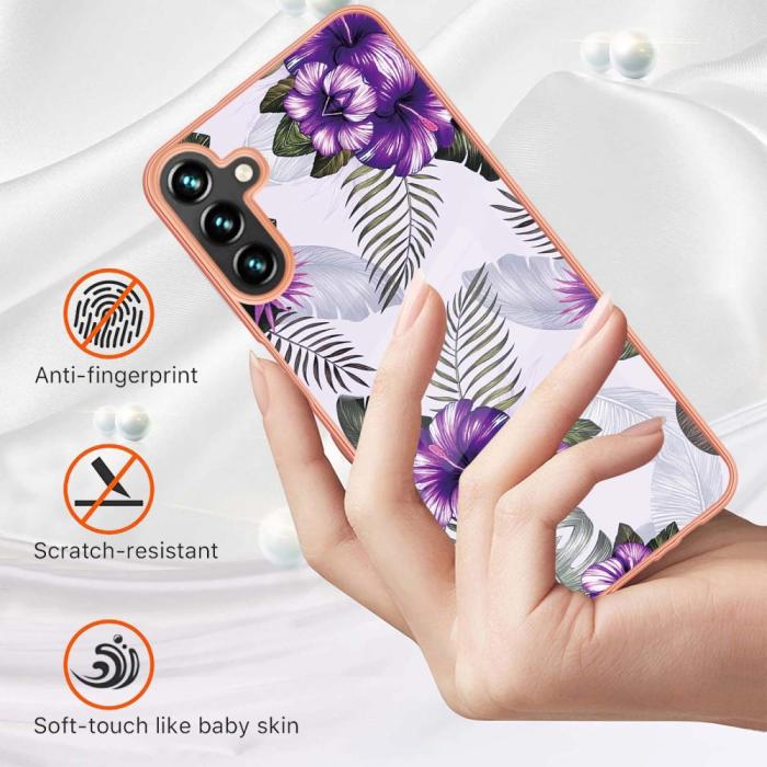 Bild 2,  Samsung Galaxy A54 5G Skal Marmor TPU Lila Blommor - Teknikhallen.se