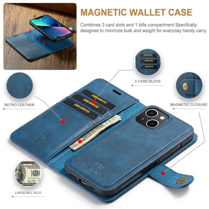 Bild 5, DG.MING DG.MING iPhone 14 Plus 2in1 Magnet Fodral / Skal Blå - Teknikhallen.se