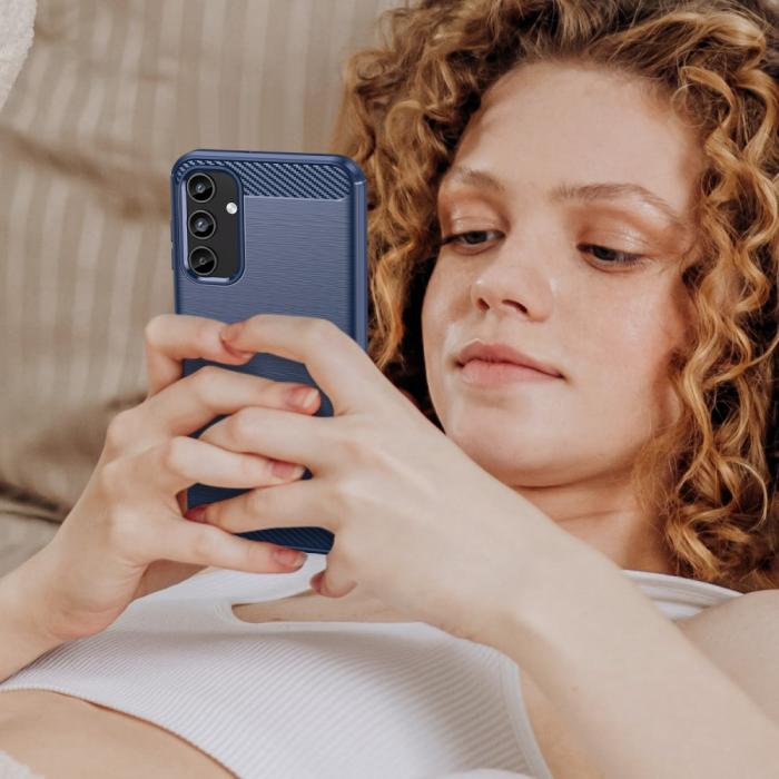 Bild 6,  Samsung Galaxy A15 5G Skal Borstad Stål Textur Blå - Teknikhallen.se