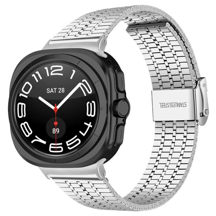 Bild 2,  Galaxy Watch 8 46/44/40 mm Armband Rostfritt Stål Silver - Teknikhallen.se