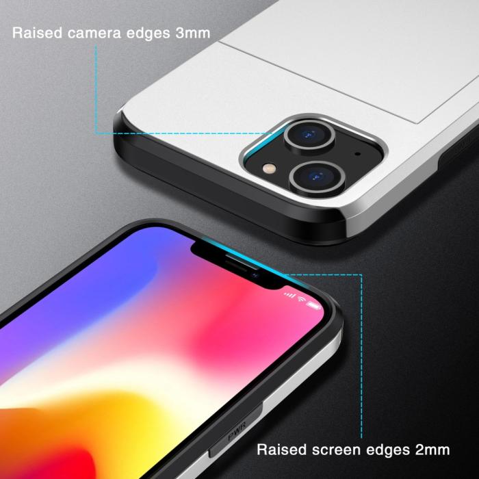 Bild 4,  iPhone 15 Skal Hybrid Med Kortfack Silver - Teknikhallen.se