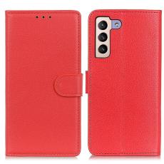  Samsung Galaxy S23 Plus Fodral Litchi L&auml;der R&ouml;d - Teknikhallen.se