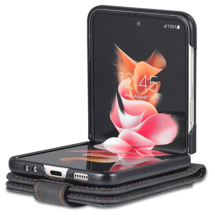 Bild 3, AZNS AZNS Galaxy Z Flip 6 / 7 FE Fodral Läder Svart - Teknikhallen.se