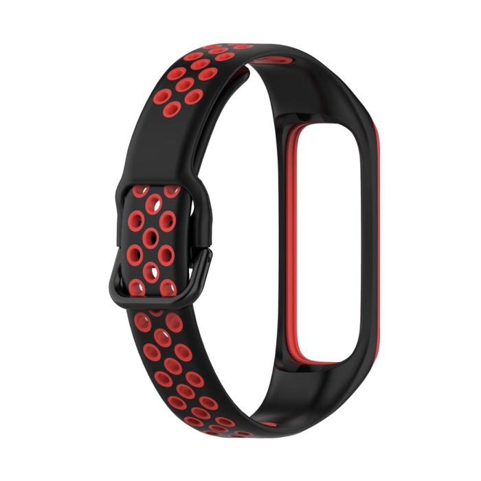 Bild 3,  Samsung Galaxy Fit 2 SM-R220 Armband Ihåligt Silikon Svart/Röd - Teknikhallen.se