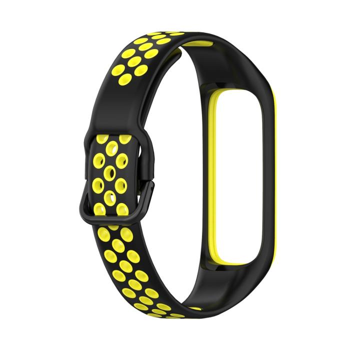 Bild 3,  Samsung Galaxy Fit 2 SM-R220 Armband Ihåligt Silikon Svart/Gul - Teknikhallen.se