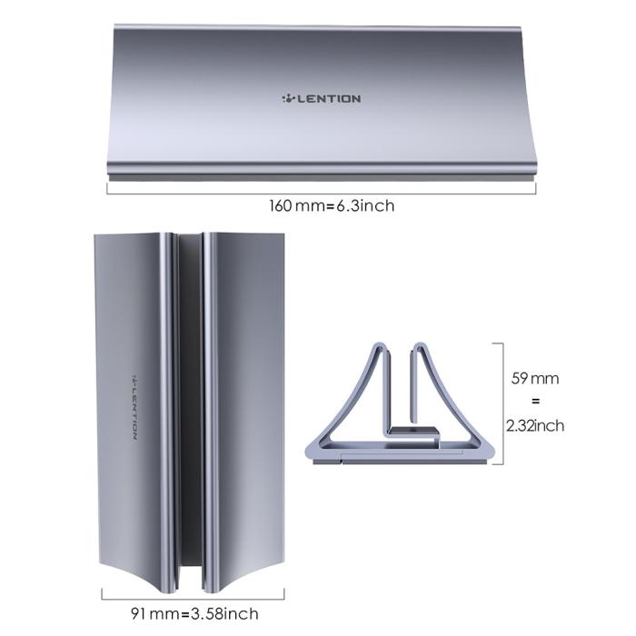 Bild 4, LENTION LENTION Universal Vertikal Aluminium Laptop Stativ Grå - Teknikhallen.se