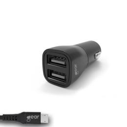 Gear GEAR Billaddare 2xUSB 3.4A MicroUSB Kabel 1m Svart - Teknikhallen.se