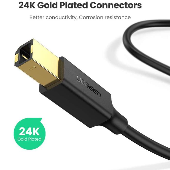 Bild 3, UGREEN UGREEN 1m USB-A - USB-B 2.0 Kabel Svart - Teknikhallen.se