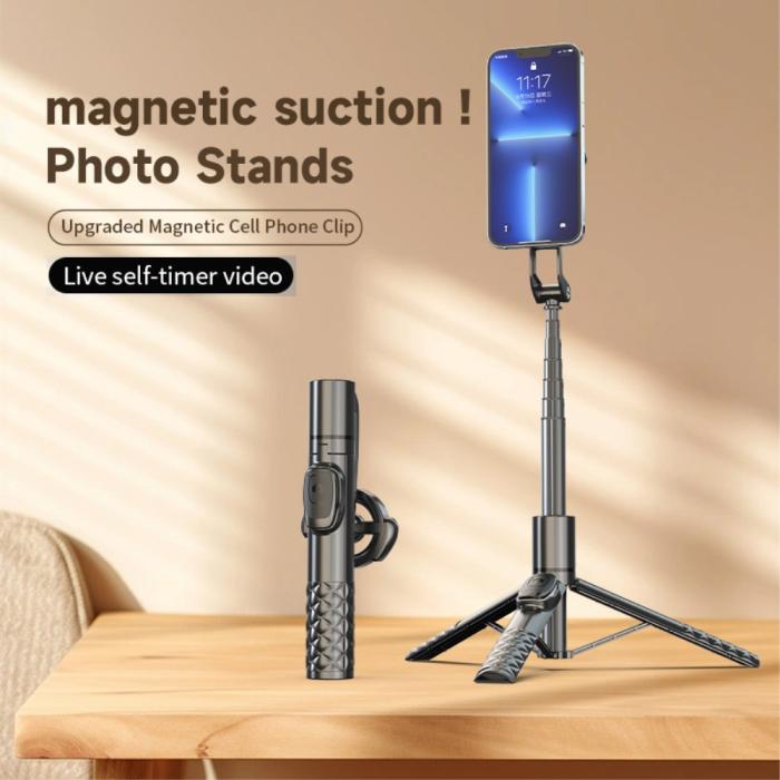 Bild 3,  360° MagSafe Tripod Selfie Stick Aluminium 130 cm Svart - Teknikhallen.se