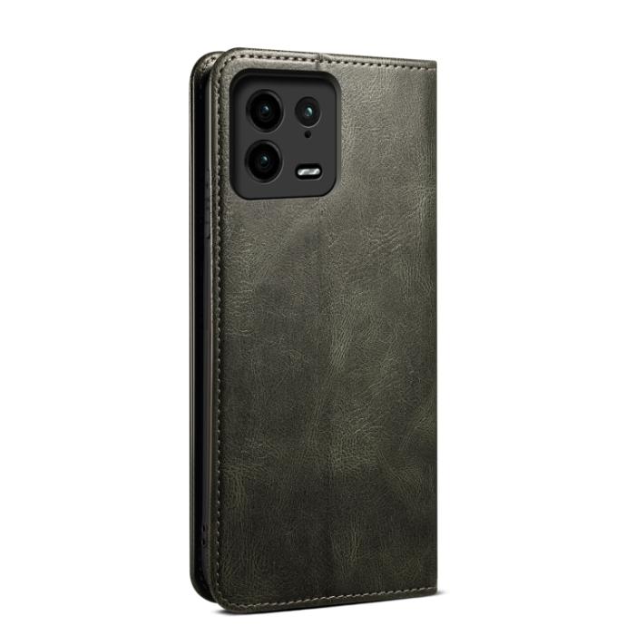 Bild 3,  Xiaomi 13 Pro 5G Fodral Oil Wax Flip Läder Grön - Teknikhallen.se