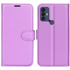  TCL 305 (2022) Fodral Litchi L&auml;der Lila - Teknikhallen.se