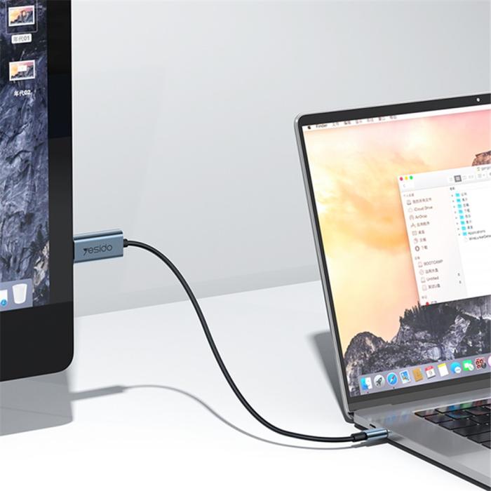 Bild 2, YESIDO YESIDO 2m 4K 60Hz USB-C - HDMI Svart - Teknikhallen.se