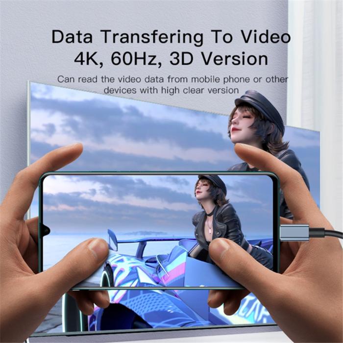 Bild 4, YESIDO YESIDO 2m 4K 60Hz USB-C - HDMI Svart - Teknikhallen.se