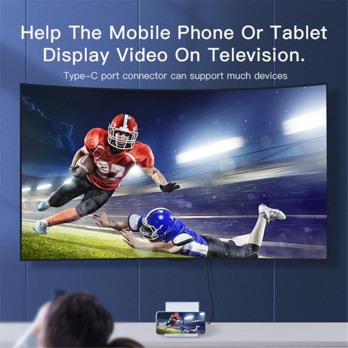 Bild 5, YESIDO YESIDO 2m 4K 60Hz USB-C - HDMI Svart - Teknikhallen.se